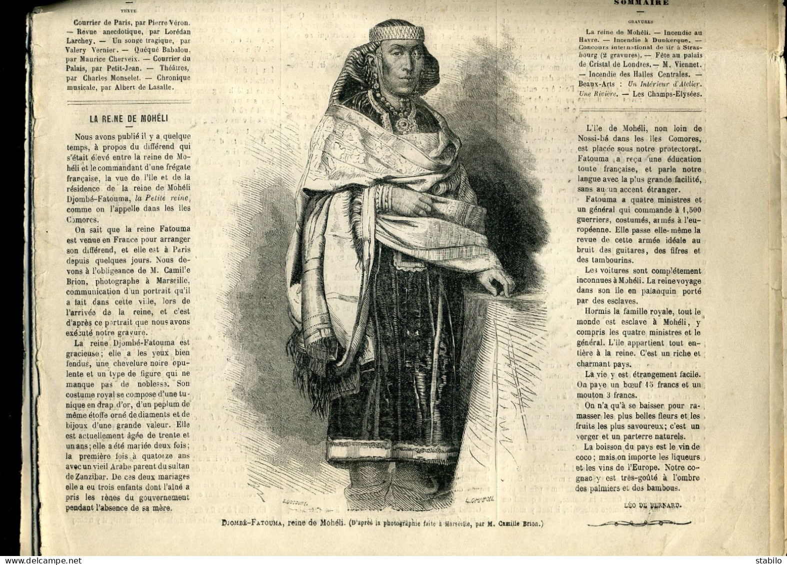 REVUE - LE MONDE ILLUSTRE - N° 588 JUILLET 1868 - 1ERE PAGE SUR LES COMORES ET LA REINE DE MOHELI - 1900 - 1949