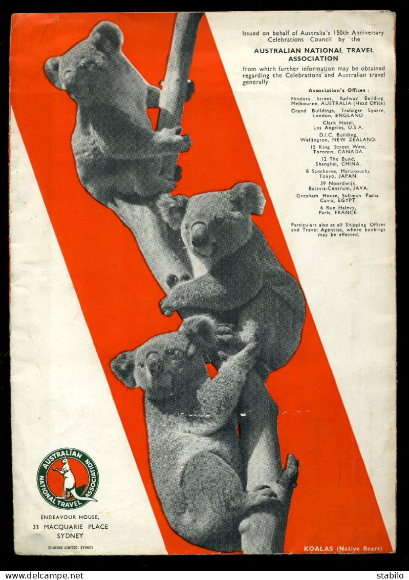 AUSTRALIE - DEPLIANT PUBLICITAIRE - SYDNEY - FESTIVE YEAR -  150E ANNIVERSARY CELEBRATIONS 1938 - Programs