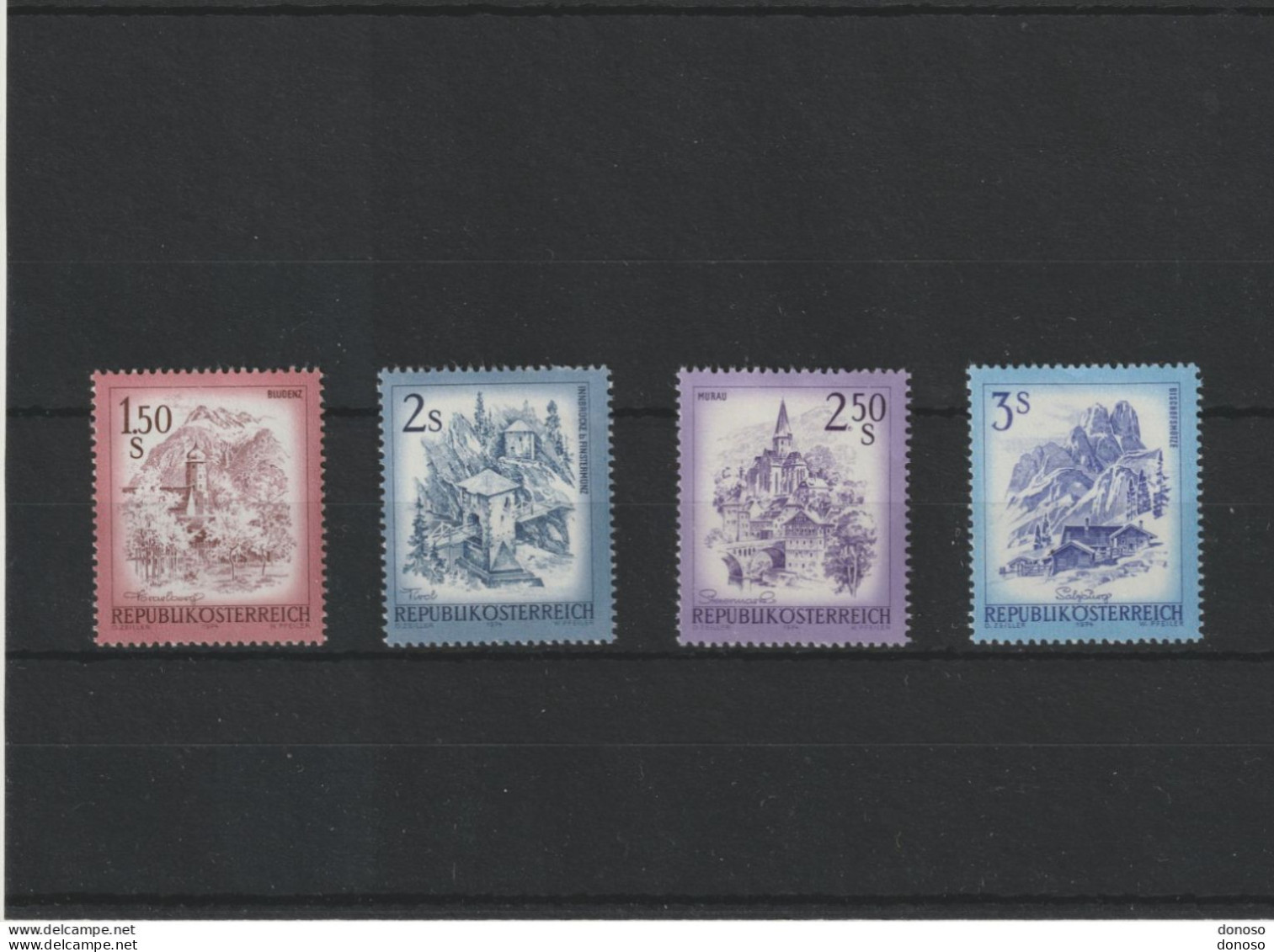 AUTRICHE 1974 Série Courante, Paysages Yvert 1269-1272 NEUF** MNH Cote : 3,25 Euros - Neufs