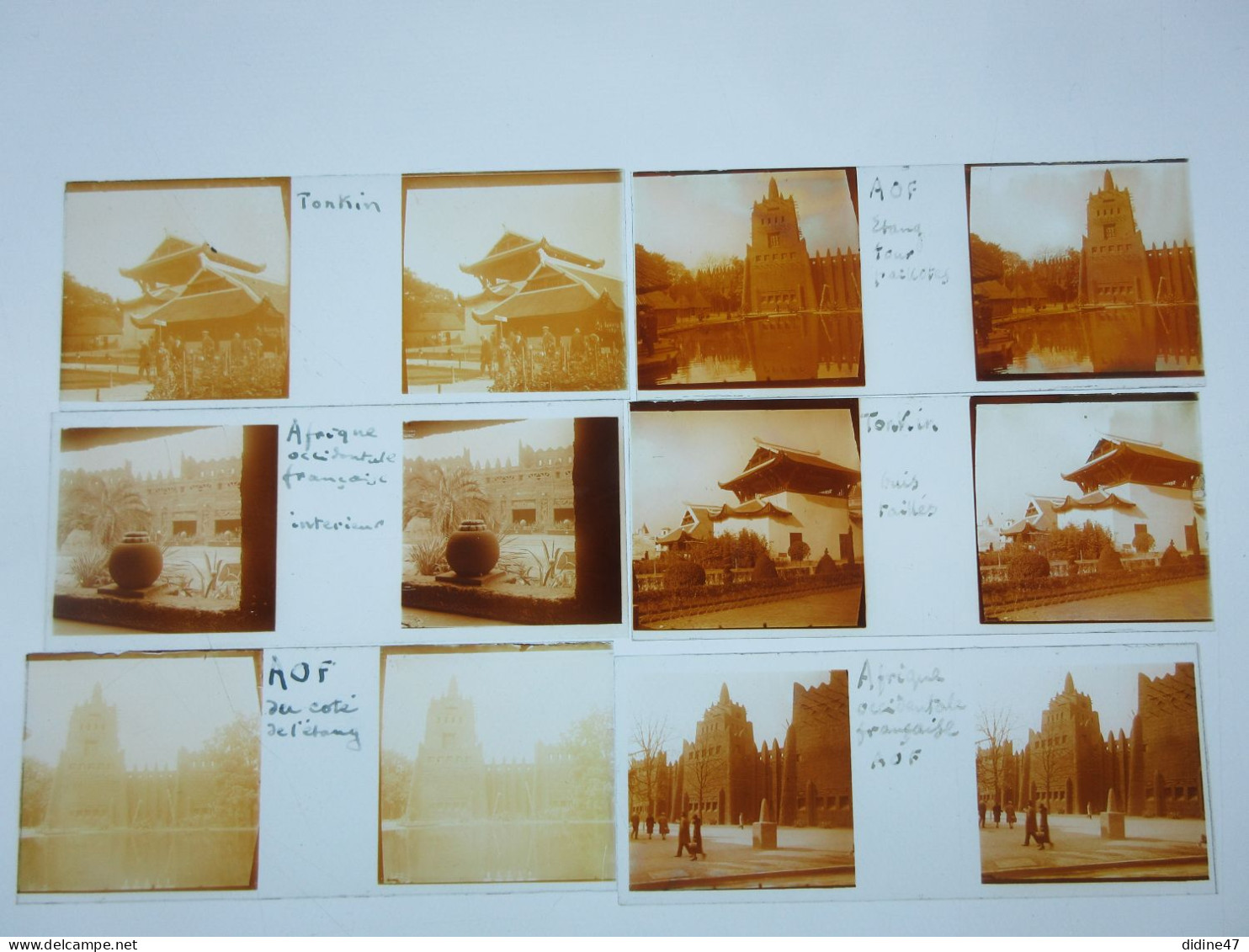 PLAQUES DE VERRE - PHOTOS STEREOSCOPIQUES-45 X 107- EXPOSITION 1931 Lot De 9 (boite 4) - Glass Slides