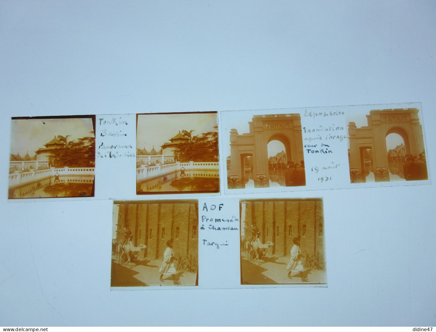 PLAQUES DE VERRE - PHOTOS STEREOSCOPIQUES-45 X 107- EXPOSITION 1931 Lot De 9 (boite 4) - Glass Slides