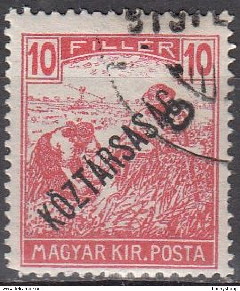 Ungheria, 1918/19 - 10f Harvesting Wheat, Overprinted - Nr.158 Usato° - Oblitérés