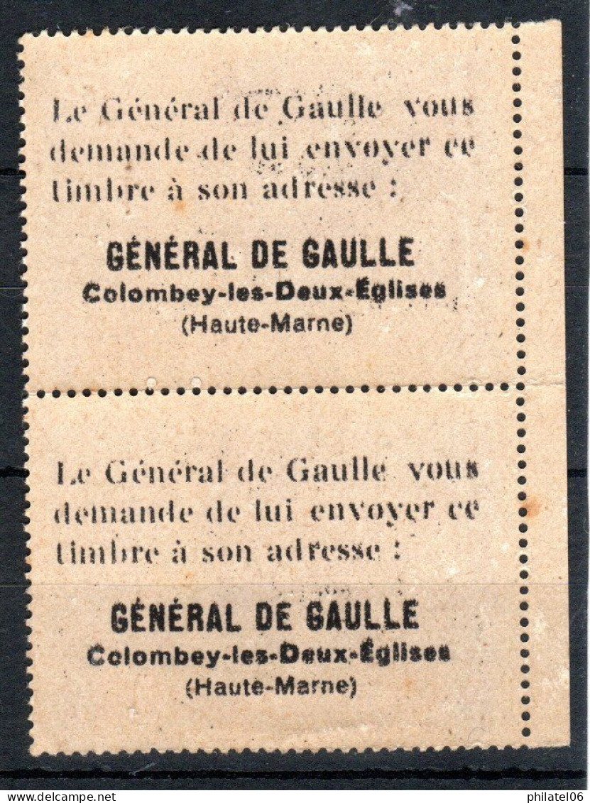 PAIRE DE VIGNETTES POLITIQUES  1958 SOUTIEN AU GENERAL DE GAULLE - Autres & Non Classés