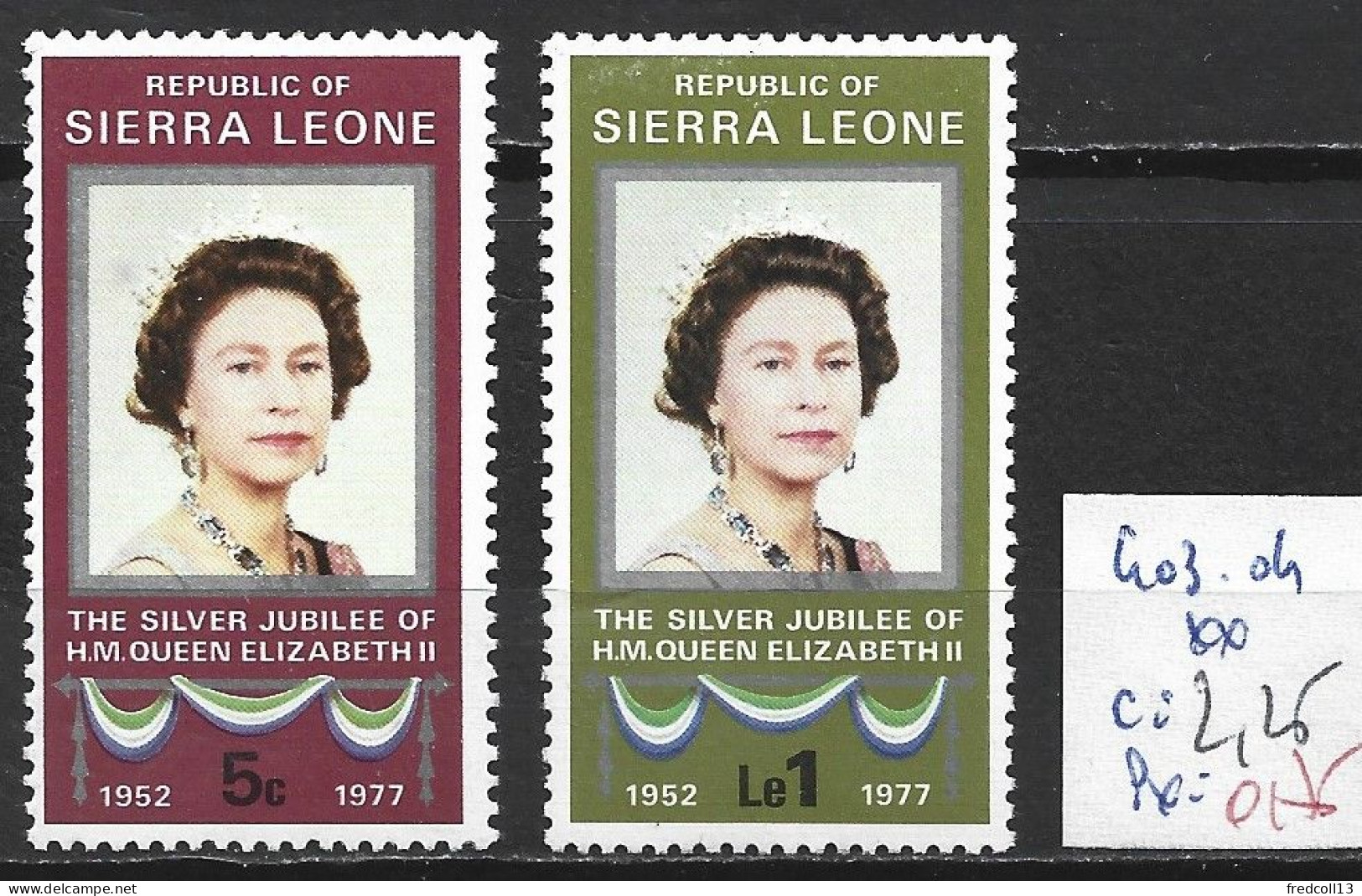 SIERRA LEONE 403-404 ** Côte 2.25 € - Sierra Leone (1961-...)