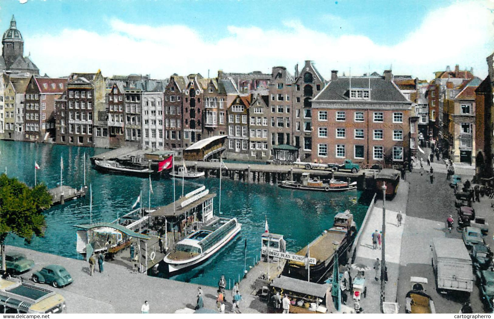 Postcard Netherlands Amsterdam Damrak Harbour - Amsterdam