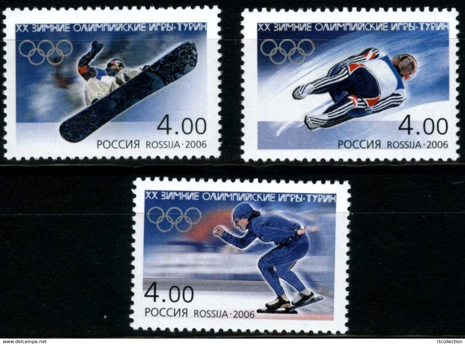 Russia 2006 Winter Olympic Games Torino 20th Olympics Sports Speed Skating Ice Skateboard Skiing Stamps Michel 1300-1302 - Skiing