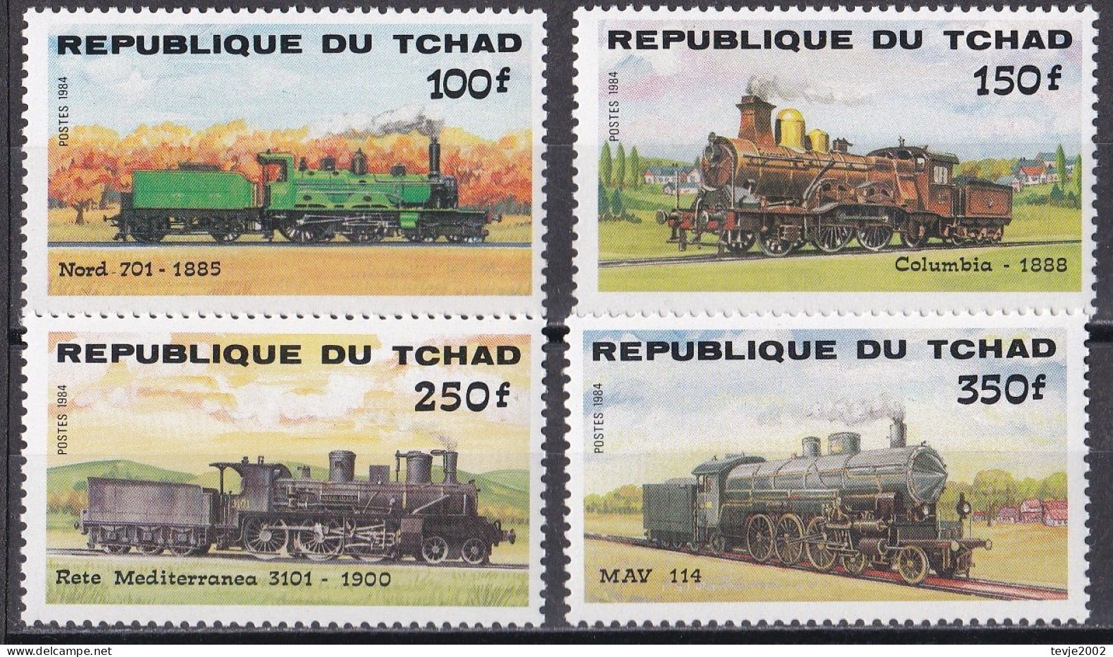 Tschad Tchad 1984 - Mi.Nr. 1074 - 1077 - Postfrisch MNH - Eisenbahnen Railways - Trains
