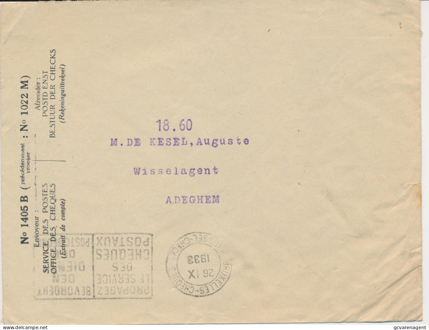 Old Envelope With Publicité 1933 Oostende - Dover , La Route Vers L'angleterre , De Weg Naar Engeland.    Farde - Covers