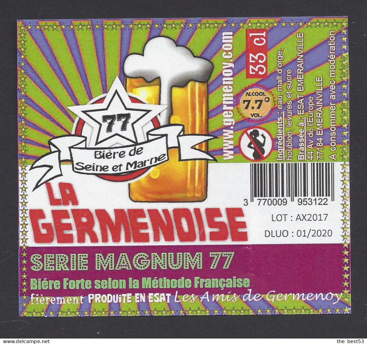 Etiquette De Bière Forte - La Germenoise -  Brasserie D'Emerainville  (77) - Beer