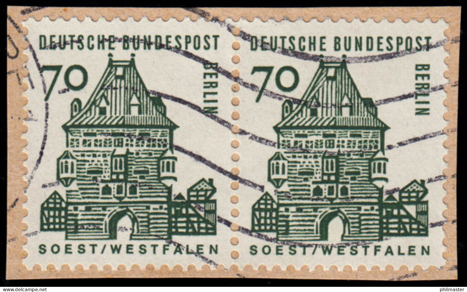 248 Im Waagerechten Paar Auf Bedarfs-Briefstück, Wellenstempel - Used Stamps
