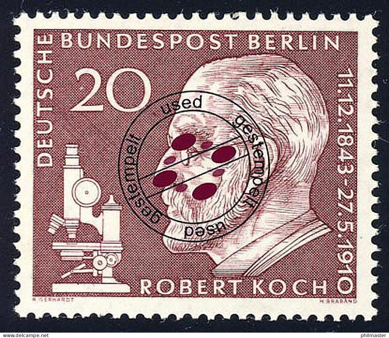 191y Robert Koch, Geriffelte Gummierung Gestempelt O - Oblitérés
