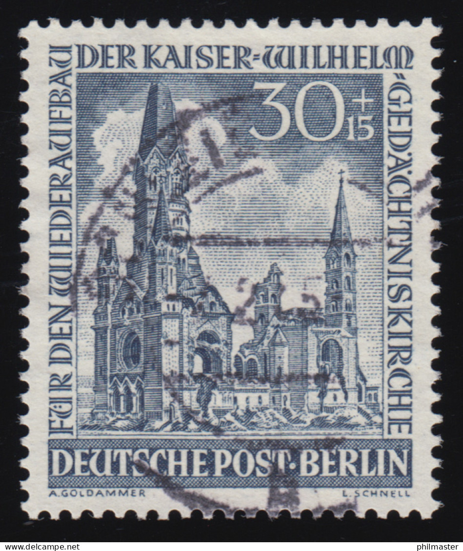 109 Kaiser-Wilhelm-Gedächtniskirche 30+15 Pf O Gestempelt Geprüft BPP - Gebraucht