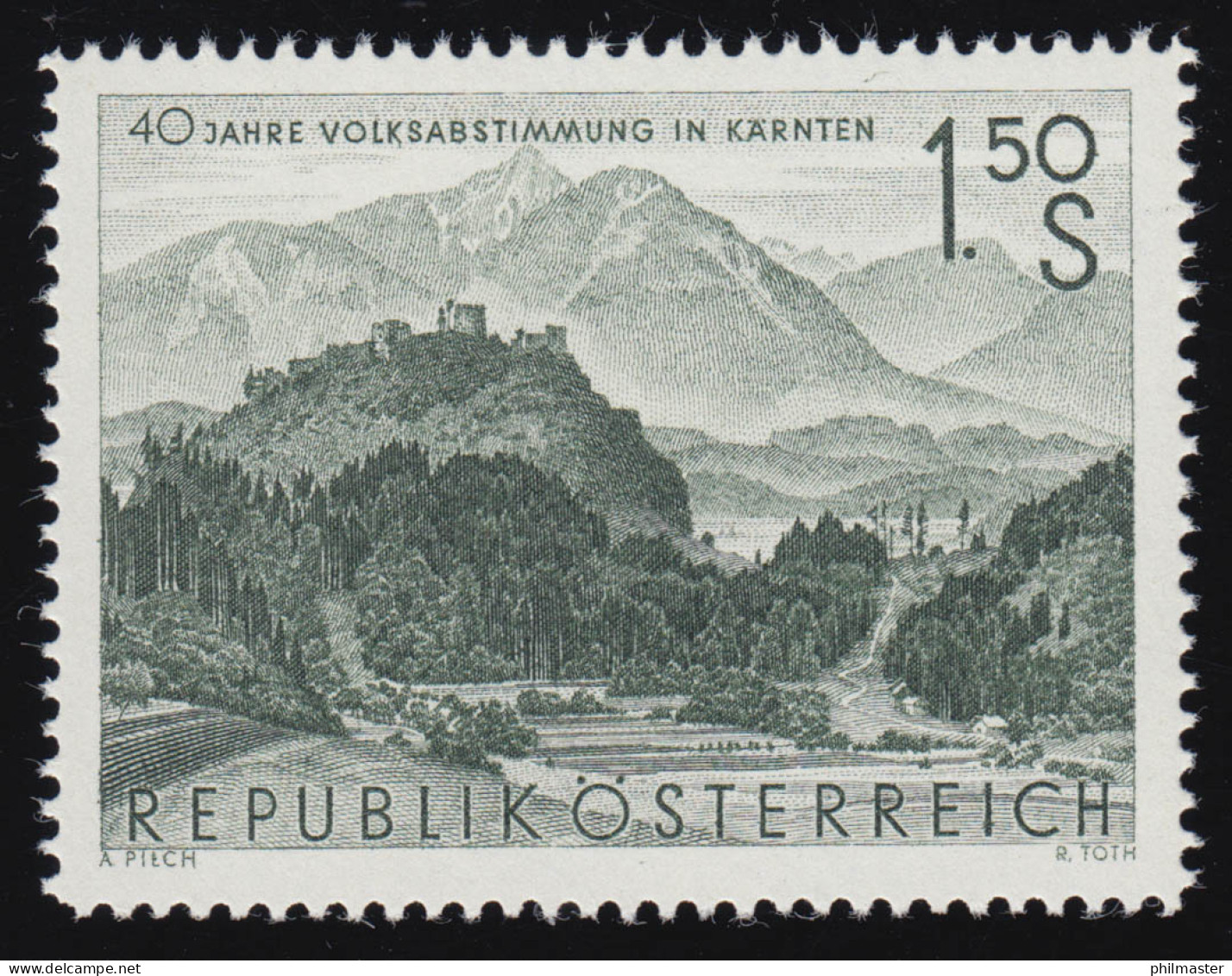 1082 40. Jahrestag Volksabst. Kärnten, Ortsansicht Griffen 1.50 S, Postfrisch ** - Unused Stamps