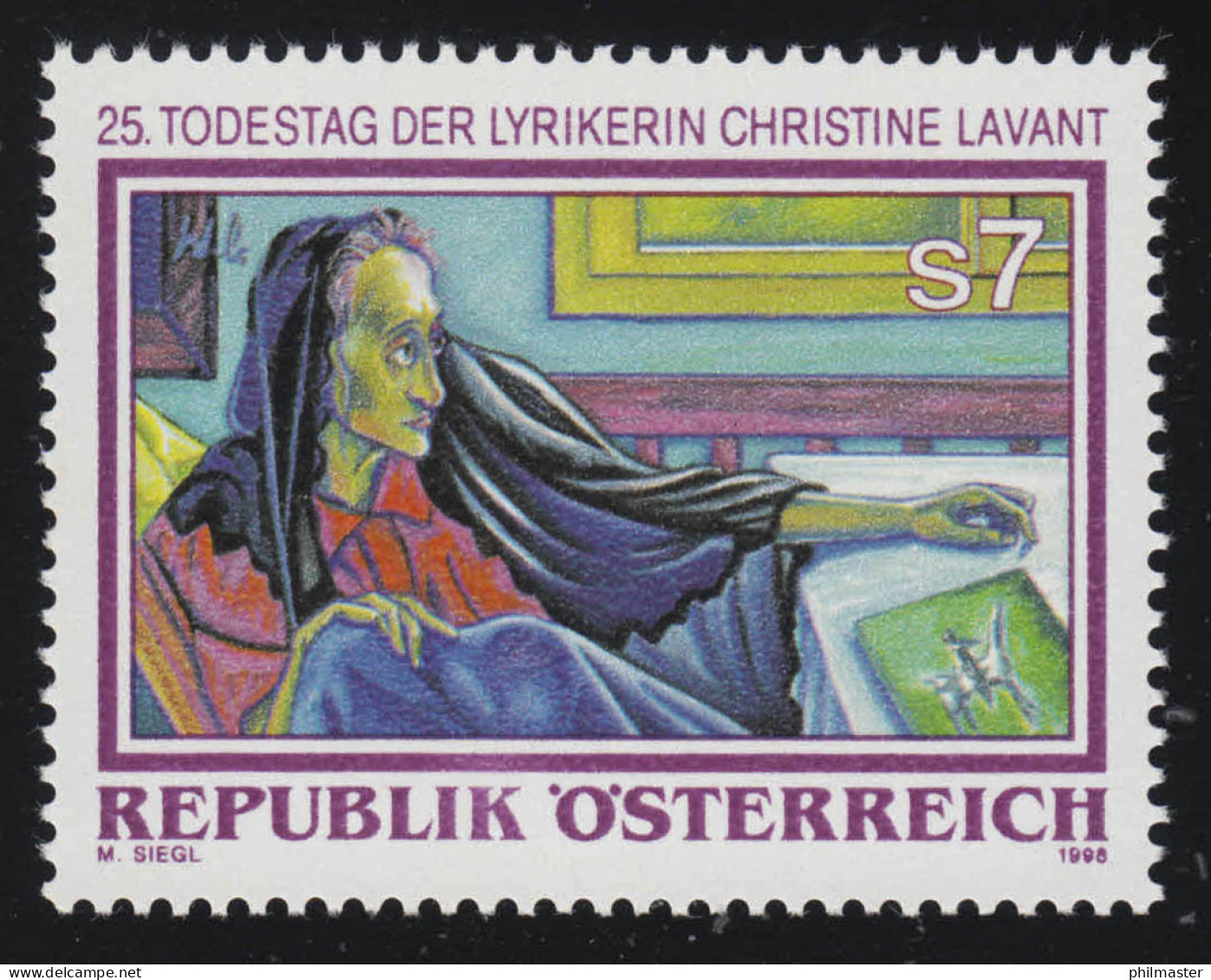 2256 Todestag Christine Lavant, Schriftstellerin, Gemälde Werner Berg, 7 S ** - Ungebraucht