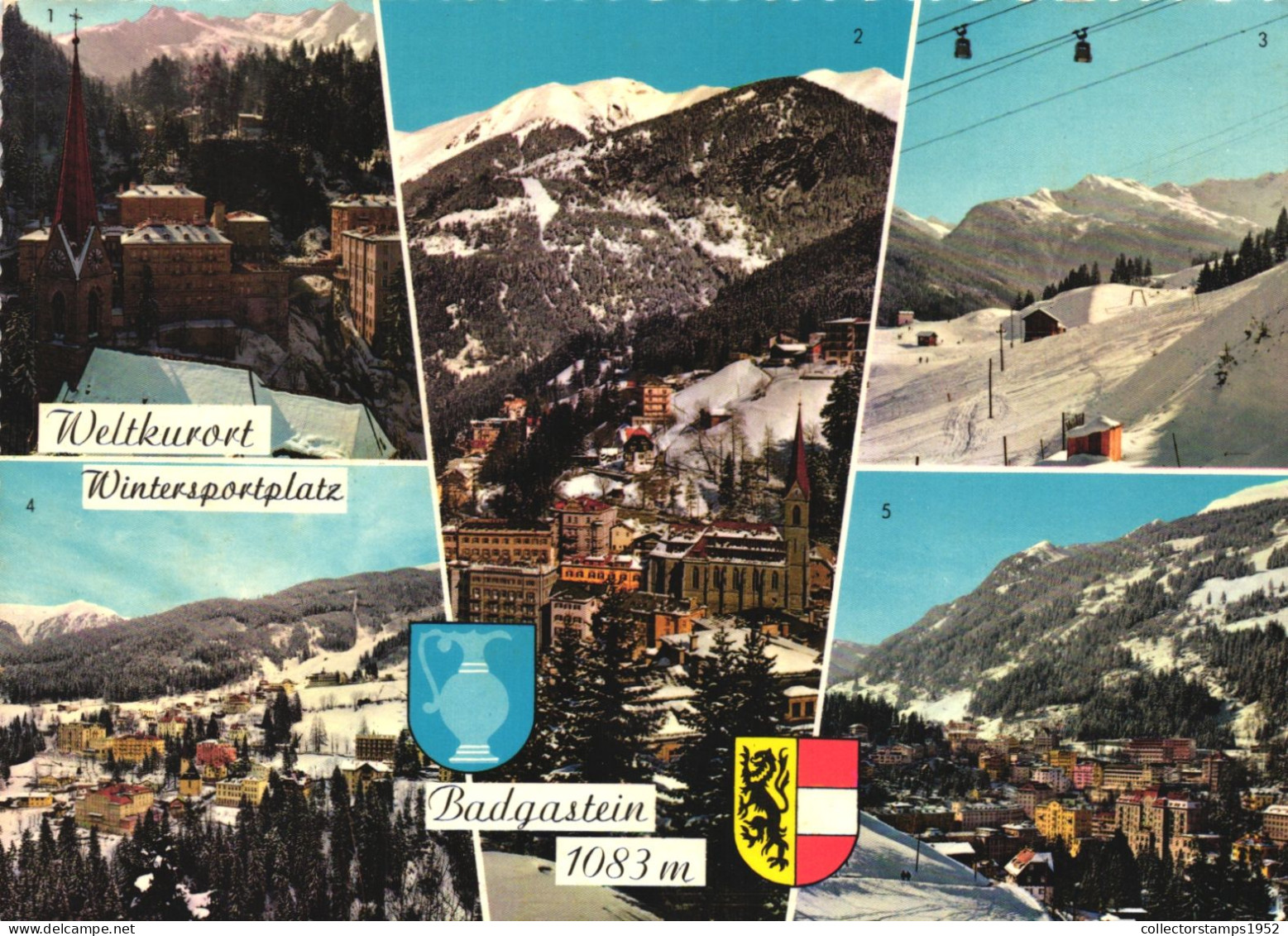 BAD GASTEIN, SALZBURG, MULTIPLE VIEWS, ARCHITECTURE, EMBLEM, MOUNTAIN, CABLE CAR, SKI RESORT, AUSTRIA, POSTCARD - Bad Gastein