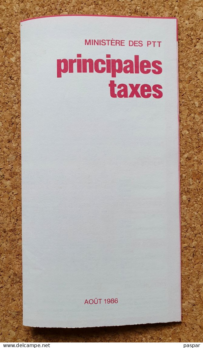 Principales Taxes Août 1986 Ministère Des PTT  Poste - Postdokumente