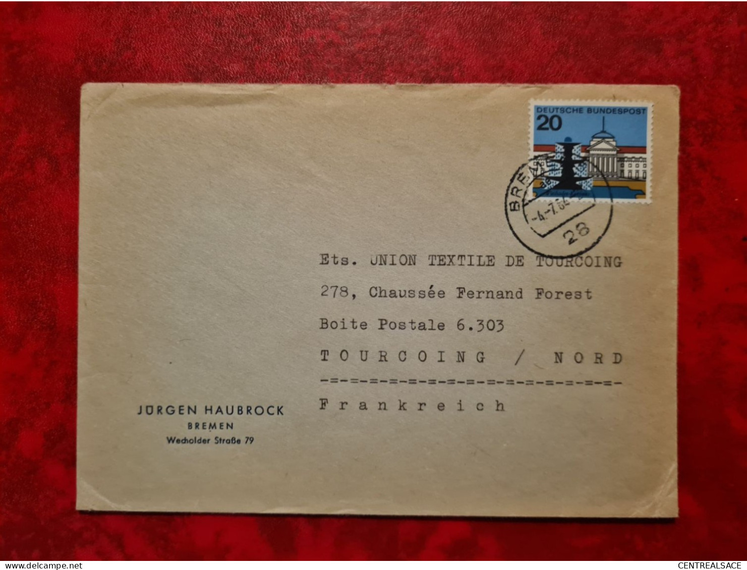 Lettre ALLEMAGNE 1964 BREMEN ENTETE JURGEN HAUBROCK - Sonstige & Ohne Zuordnung