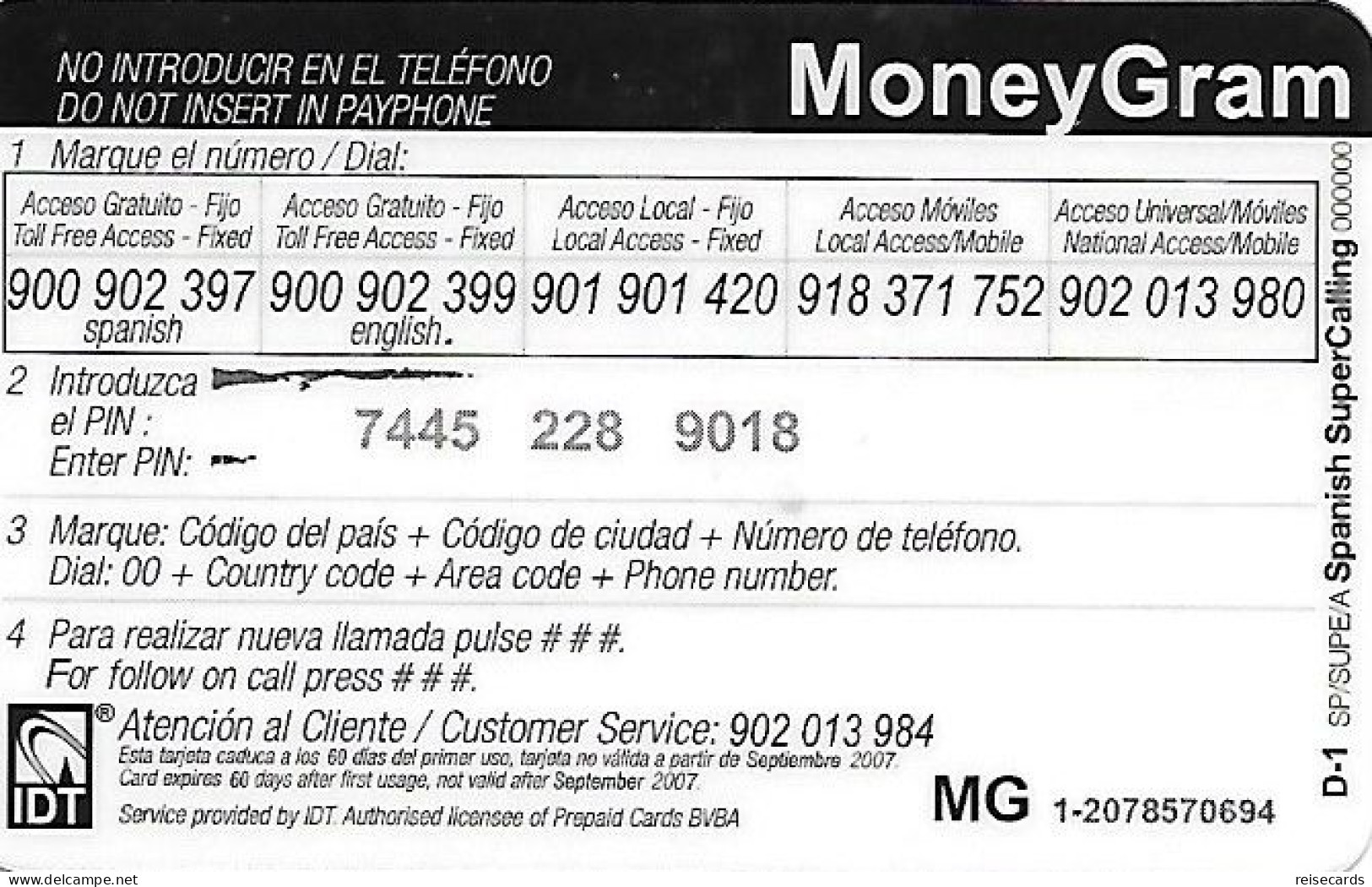 Spain: Prepaid IDT - MoneyGram - Other & Unclassified