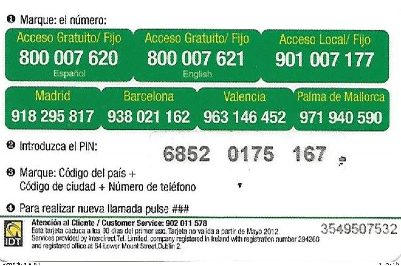 Spain: Prepaid IDT - Mint - Altri & Non Classificati