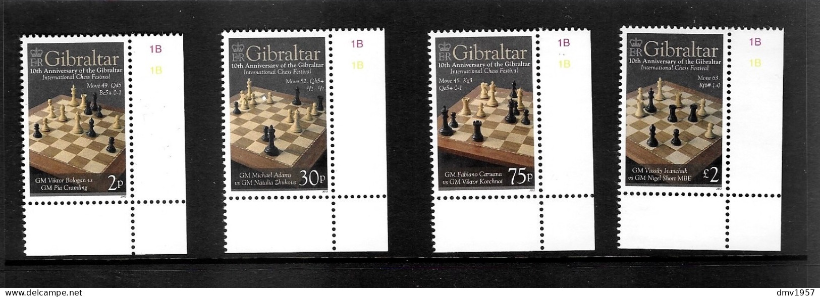 Gibraltar 2012 MNH 10th Anniv Of Gibraltar Int'l Chess Festival Sg 1435/8 - Gibraltar