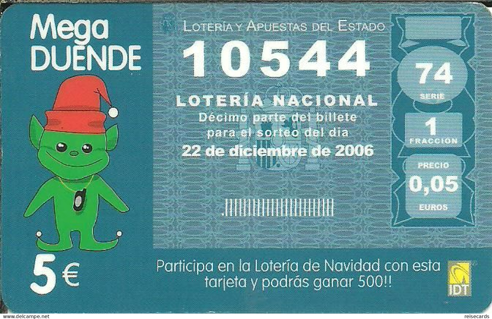 Spain: Prepaid IDT - Loteria Nacional, Mega Duende - Altri & Non Classificati