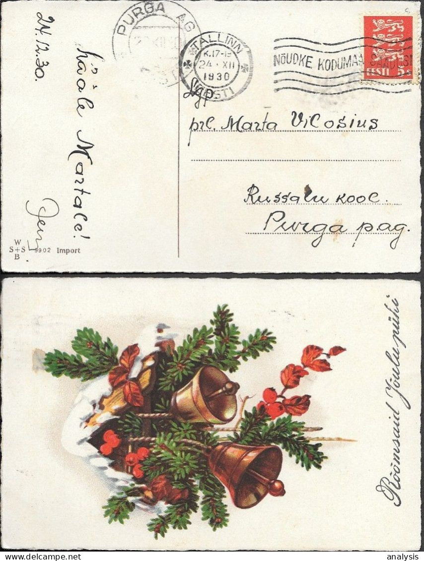 Estonia Purga AG Postmarked Postcard Mailed 1930 - Estonia