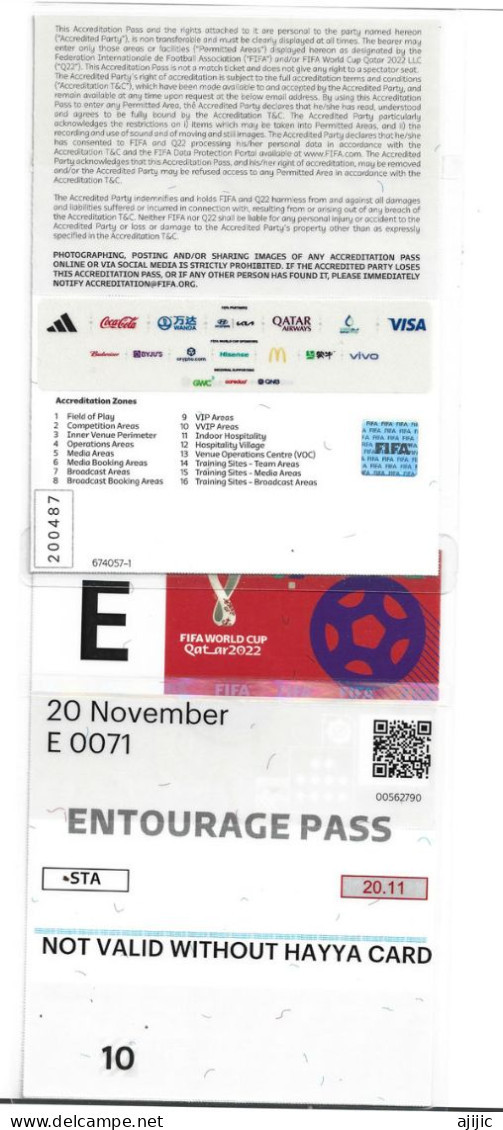 FIFA WORLD CUP QATAR 2022. MEDIA BROADCASTING ACCREDITATION PASS. ENTOURAGE PASS.ONE ONLY LEFT - Tickets - Vouchers