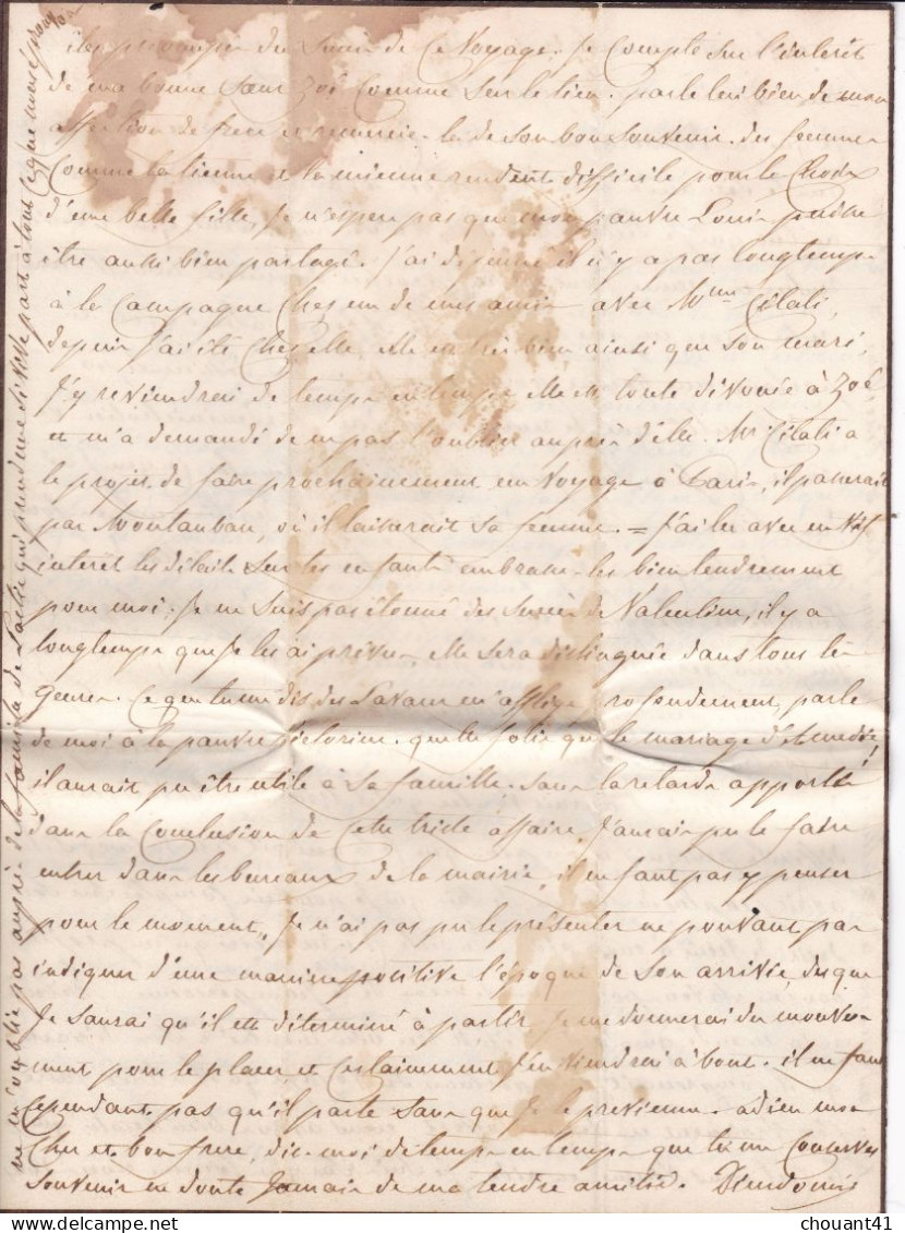 LAC D'Alger Pour Montauban 1844 Taxe Façon Manuscrite - 1801-1848: Voorlopers XIX