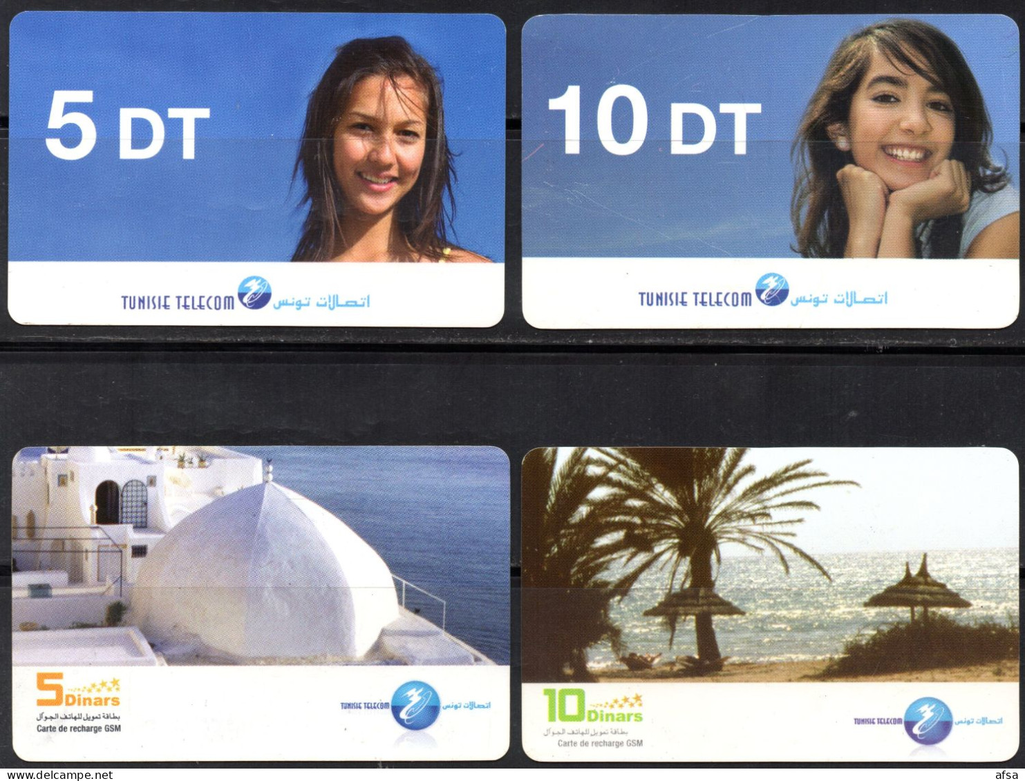 Cartes De Recharge Tunisie Télécom  -2 Images (Recto-Verso) -2 Scans - Tunisia