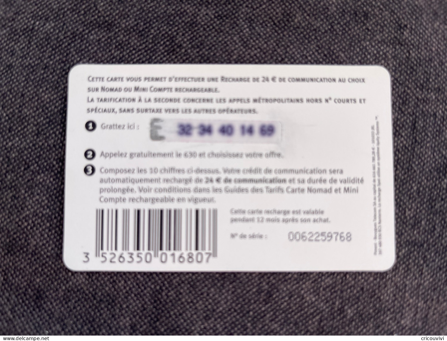 Nomad / Bouygues Nom Pu25 - Cellphone Cards (refills)