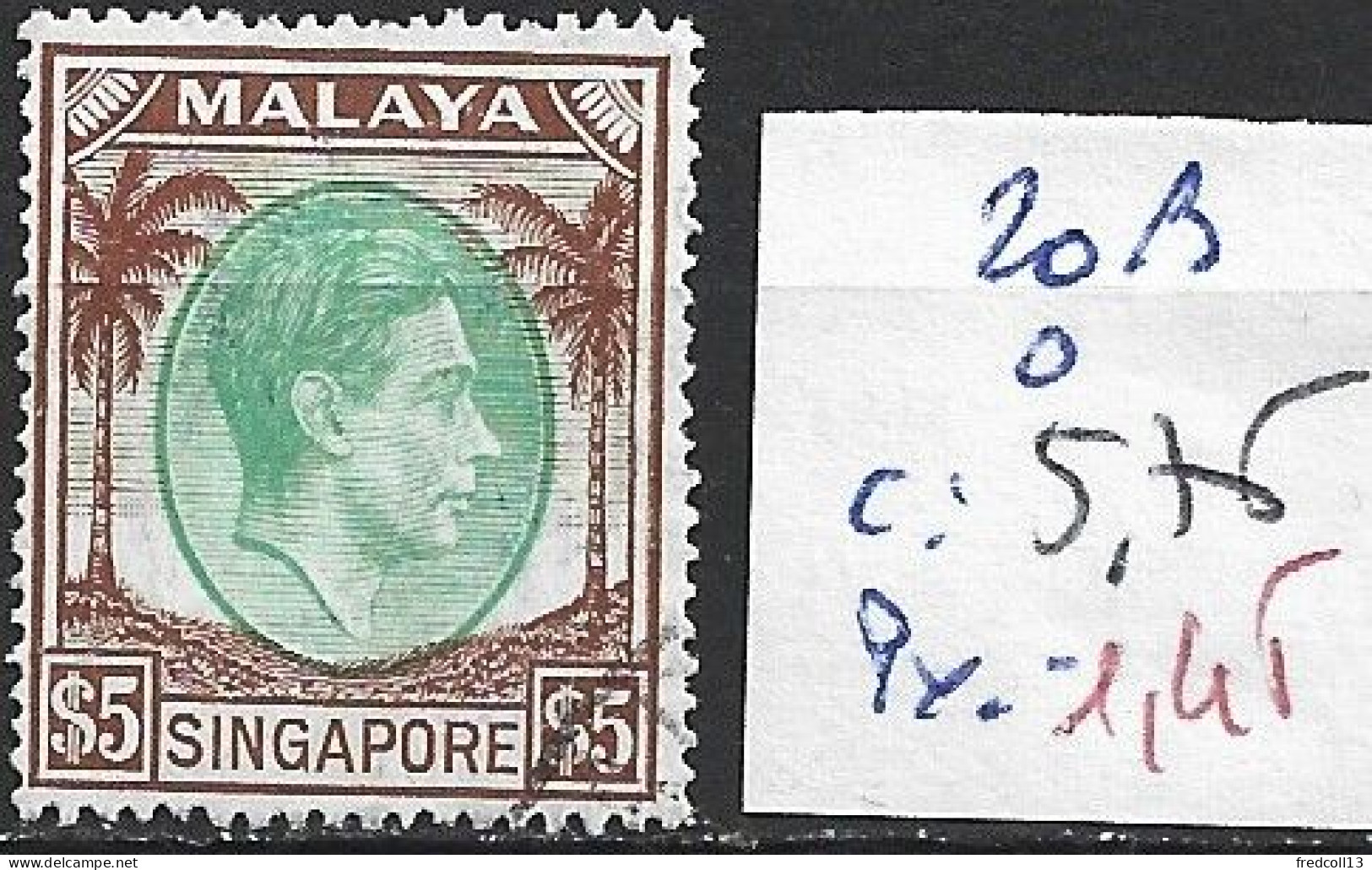 SINGAPOUR 20B Oblitéré Côte 5.75 € - Singapore (...-1959)