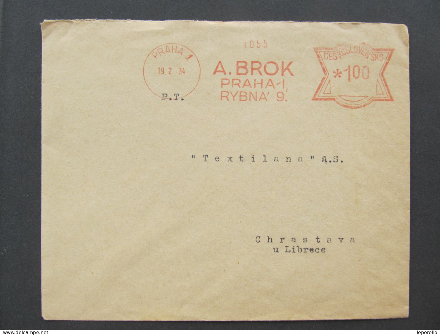 BRIEF Praha 1 A. Brok 1934  Frankotyp Frankotype Postfreistempel  /// P9491 - Lettres & Documents