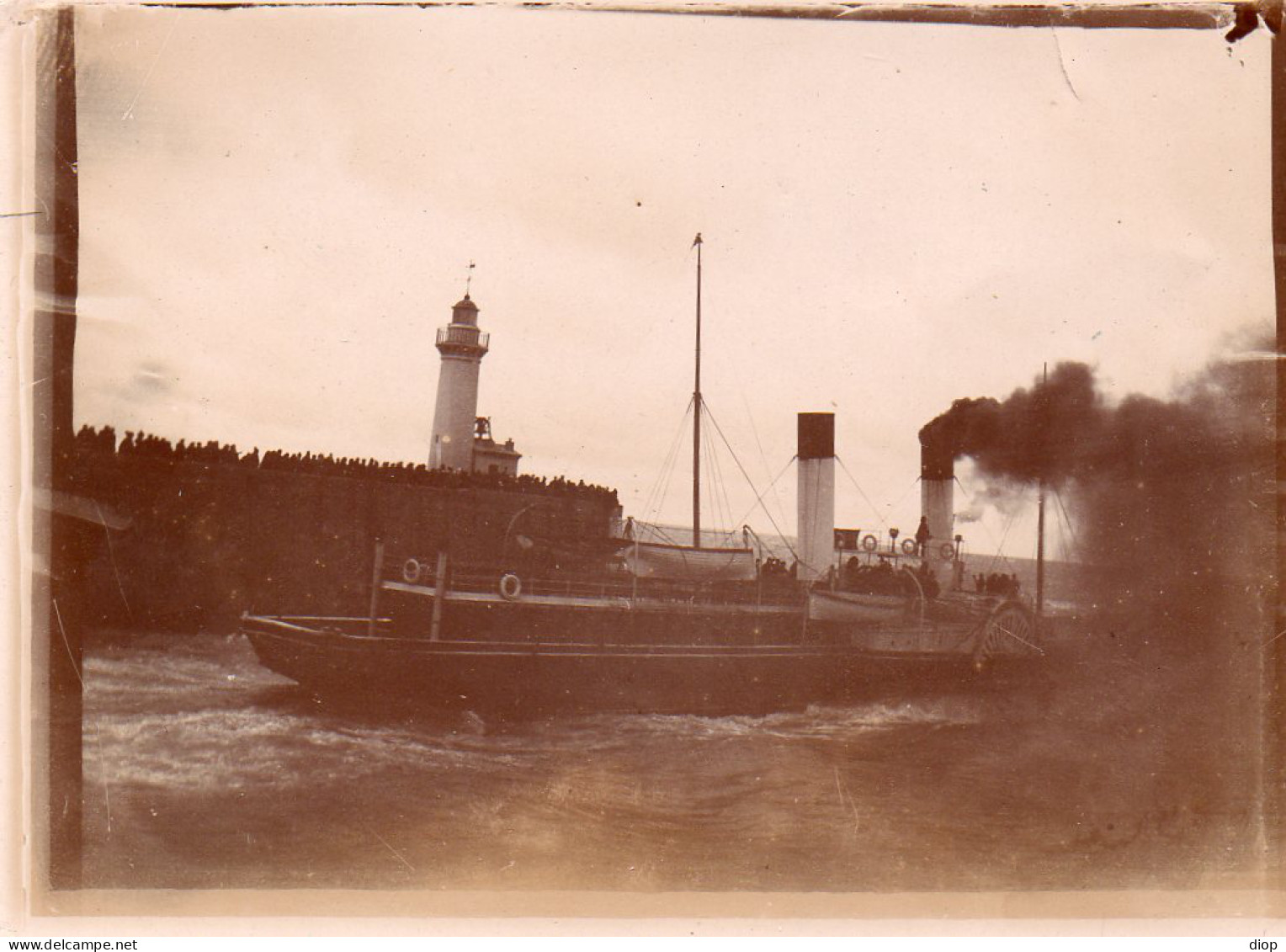 Photo Vintage Paris Snap Shop -bateau Boat Phare Lighthouse Mer Sea  - Bateaux