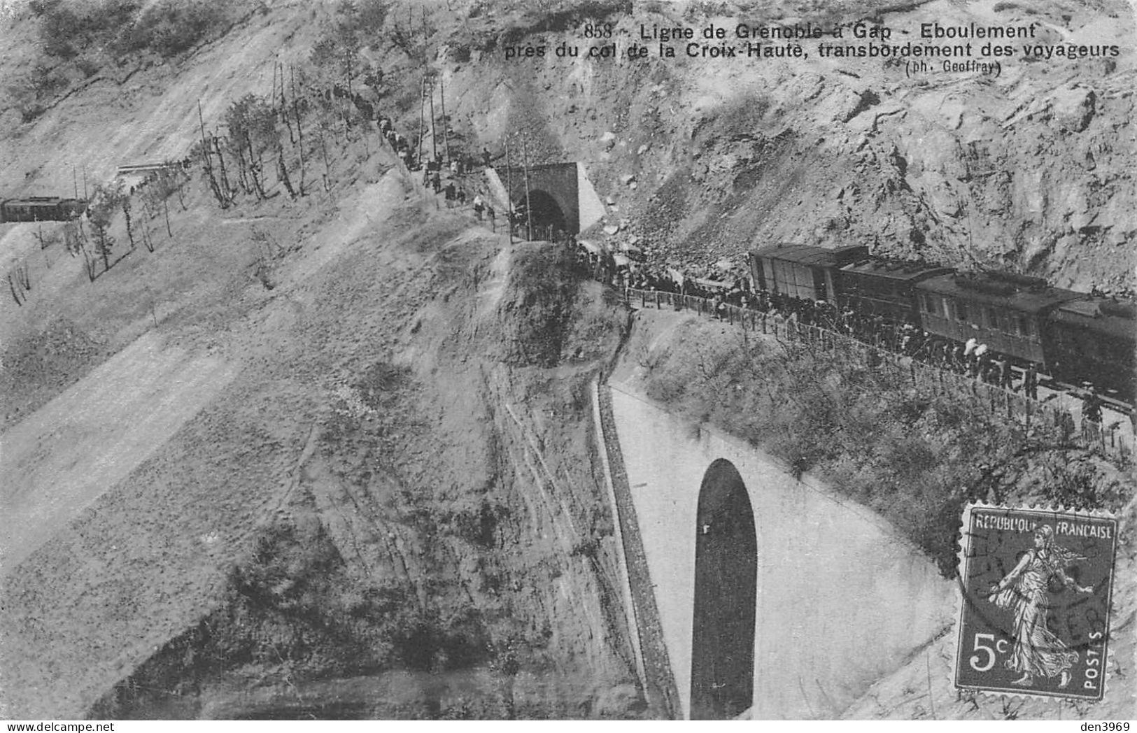 Eboulement Près Col De La Croix-Haute (Drôme), Transbordement Des Voyageurs, Train Ligne De Grenoble à Gap - Voyagé 1907 - Sonstige & Ohne Zuordnung