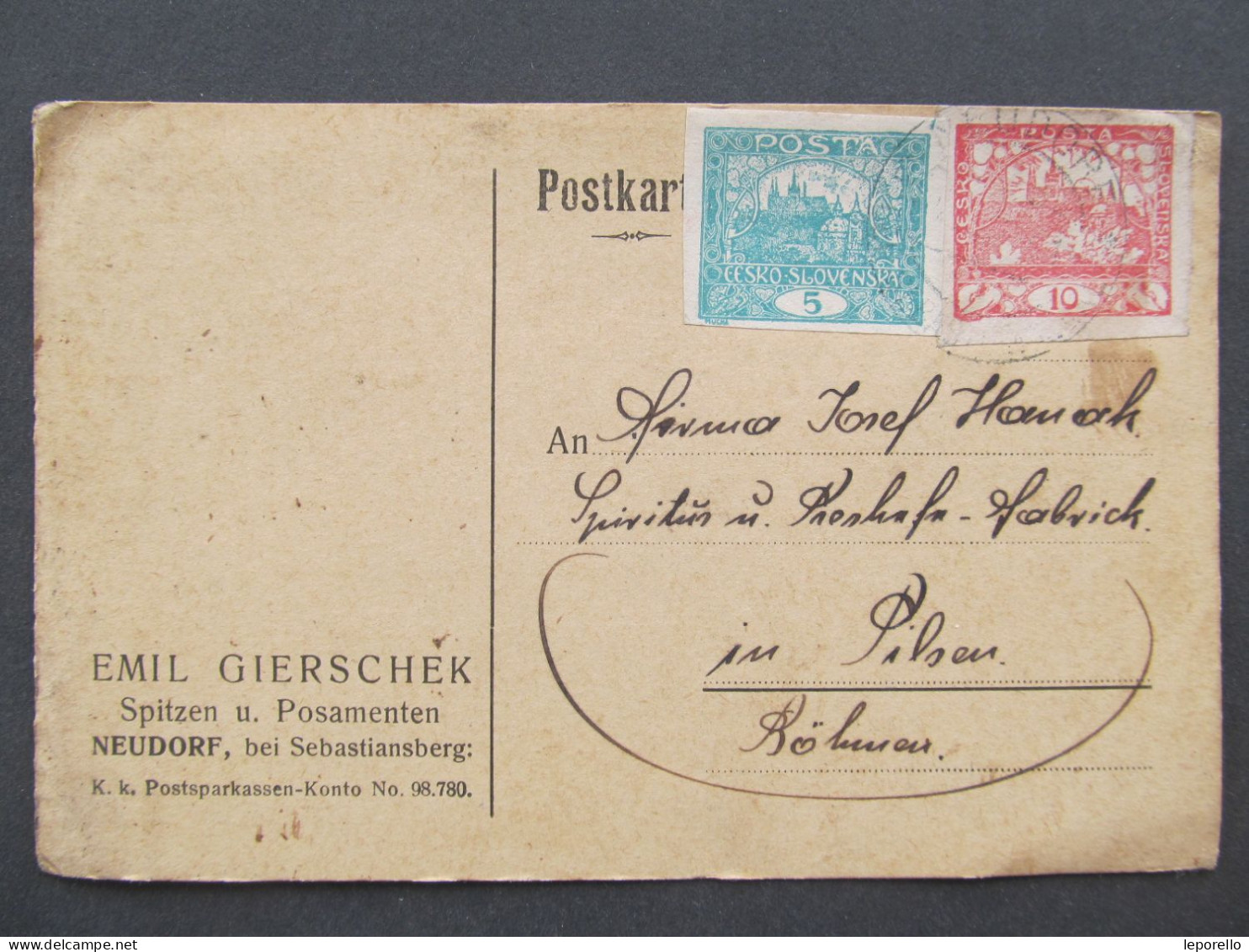 KARTE Hora Svatého Šebestiána Sebastiansberg Neudorf Gierschek 1919 /// P9480 - Covers & Documents