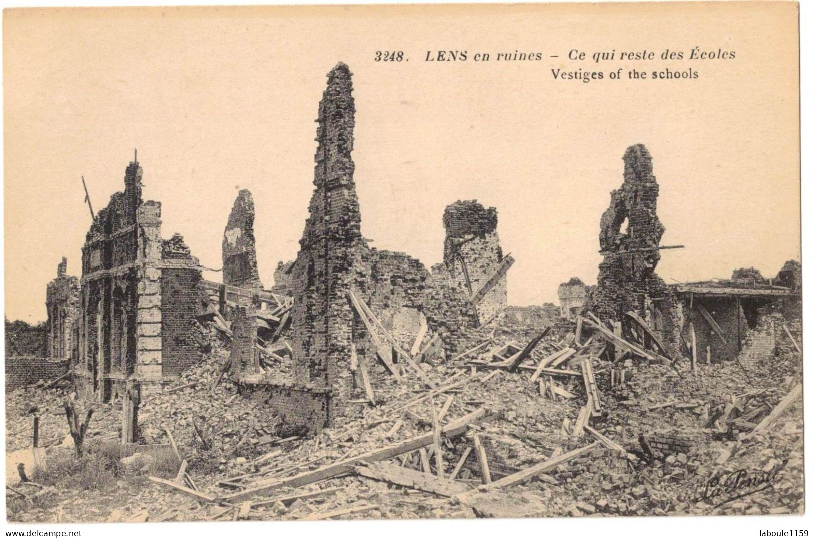 MILITARIA 62 LENS EN RUINES APRES LES BOMBARDEMENTS DE LA GUERRE 14/18 : CE QUI RESTE DES ECOLES VESTIGES OF SCHOOLS - Guerra 1914-18