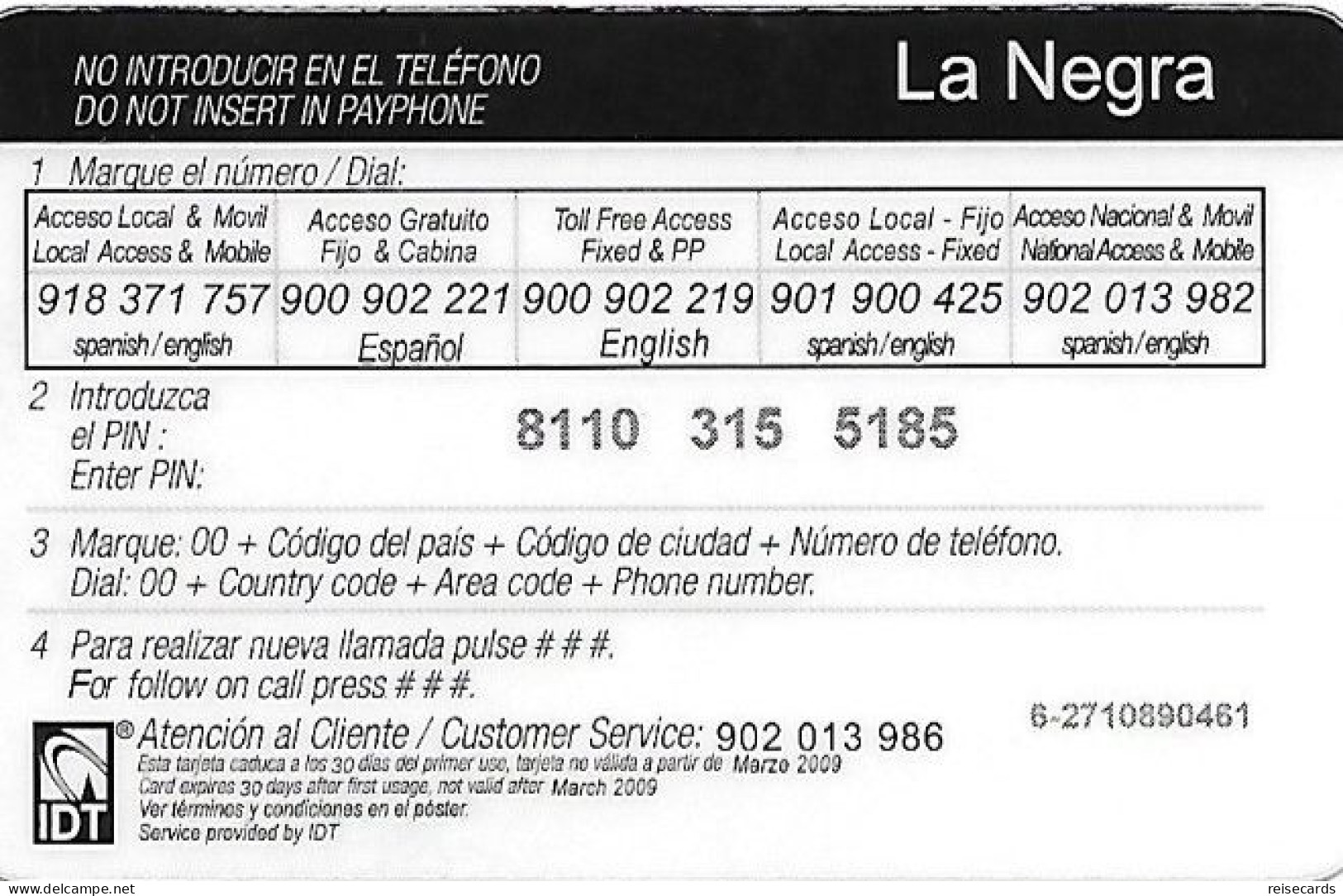 Spain: Prepaid IDT - La Negra - Other & Unclassified