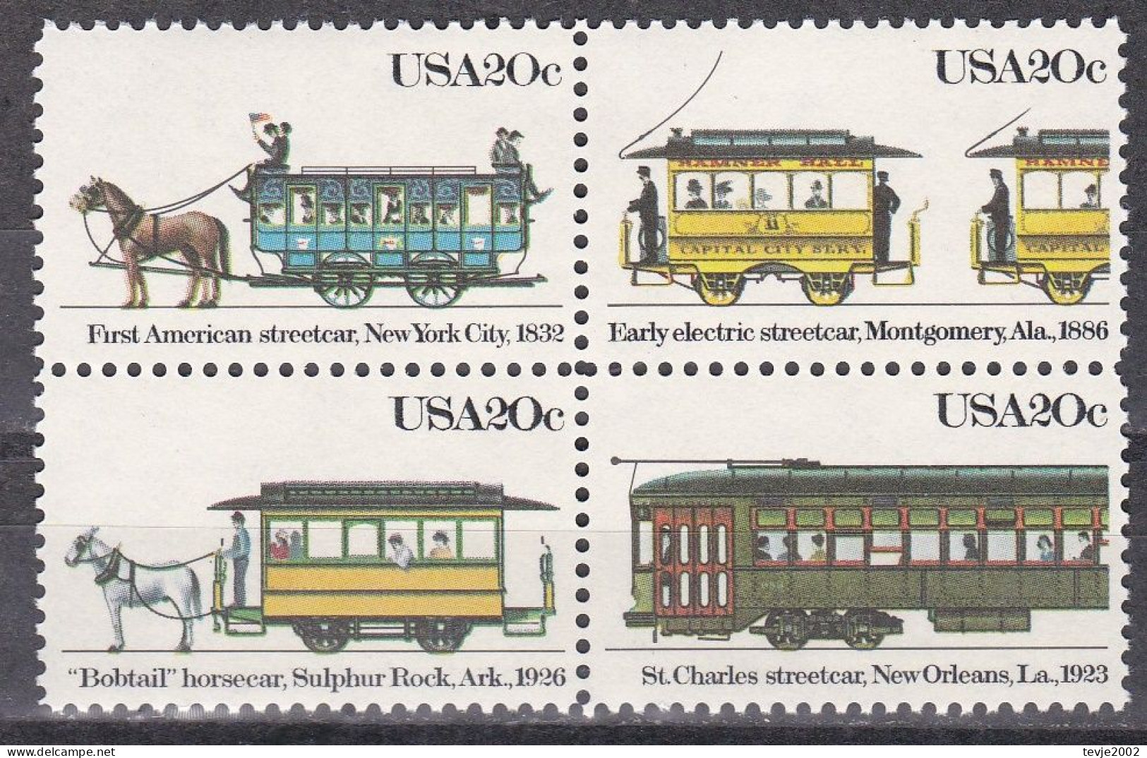 USA 1983 - Mi.Nr. 1658 - 1661 - Postfrisch MNH - Straßenenbahnen Trams - Tramways