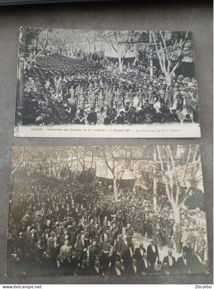 LOT DE 1 CPA ET 1 CARTE PHOTO TOULON Funérailles Des Victimes De La Liberté 3 Octobre 1911 Les Survivants Et Officiels - Guerre 1914-18