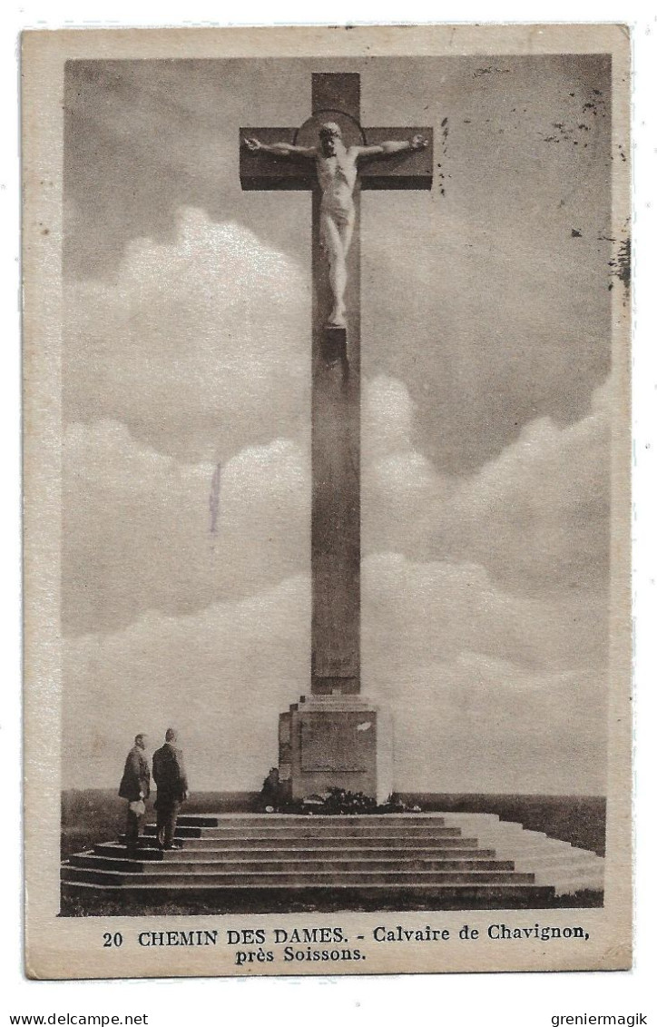 Chemin Des Dames - Calvaire De Chavignon Près Soissons Carte Adressée Au Vicomte D'Anterroches Rue De La Pompe Paris - Oorlog 1914-18