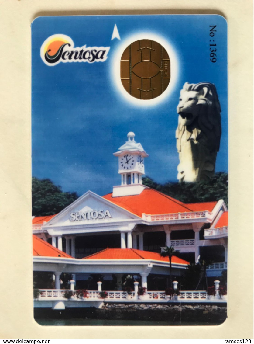 RARE  GEMPLUS   AND   BEAUTIFUL  SINGAPORE CASH CARD   SENTOSA  LION STATUE   MINT - Disposable Credit Card