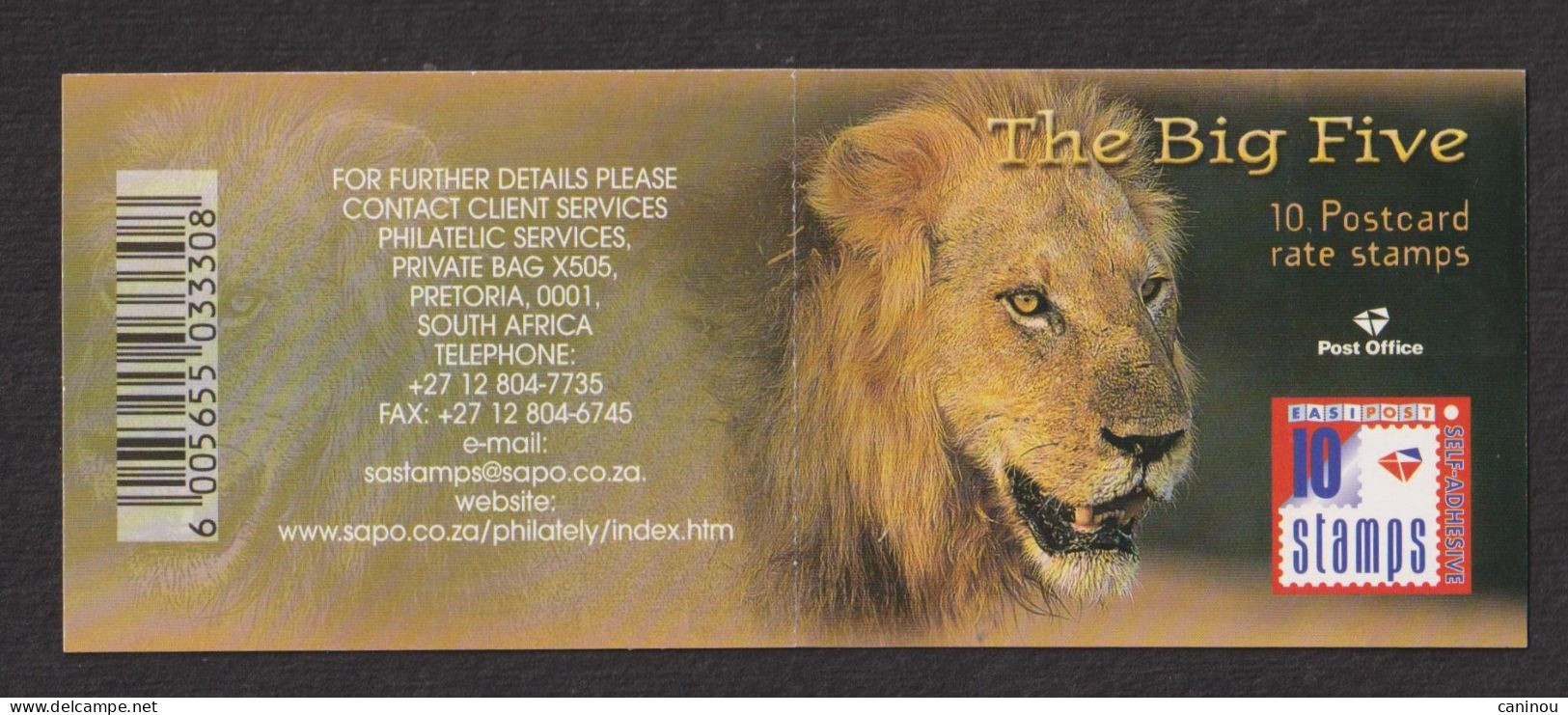 AFRIQUE DU SUD   Y & T CARNET C51aI POSTE AERIENNE  FAUNE LION 2001 NEUF - Carnets