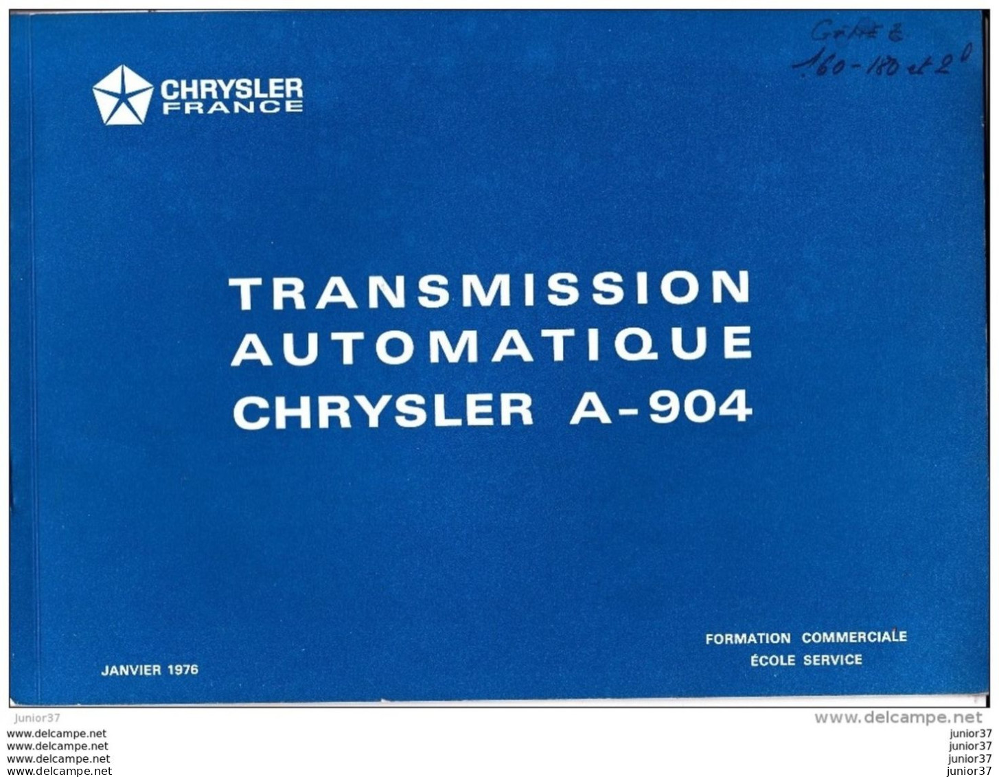 Classeur Chrysler France 1976, Transmission Automatique Chrysler A-904 - Automobile