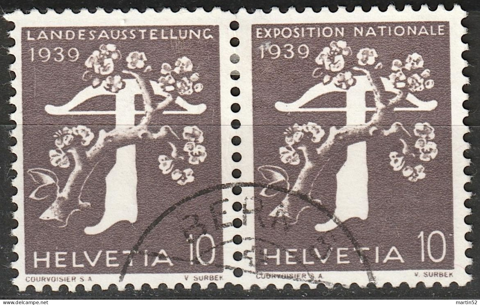 Schweiz Suisse 1939: Rollenpaar Zu Z26d = 229yR.01+233yR Mi W13 = 345yR+349y Mit N° O5305 ⊙ BERN 5 (Zu CHF 54.00) - Rouleaux