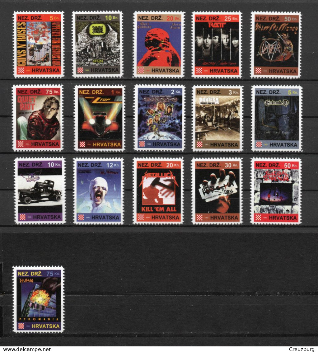 Slayer - Briefmarken Set Aus Kroatien, 16 Marken, 1993. Unabhängiger Staat Kroatien, NDH. - Croatie