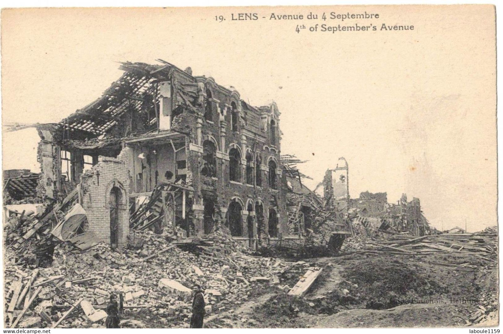 MILITARIA 62 PAS DE CALAIS LENS APRES LES BOMBARDEMENTS DE LA GUERRE 14/18 AVENUE DU 4 SEPTEMBRE 4th SEPTEMBER'S AVENUE - Guerra 1914-18