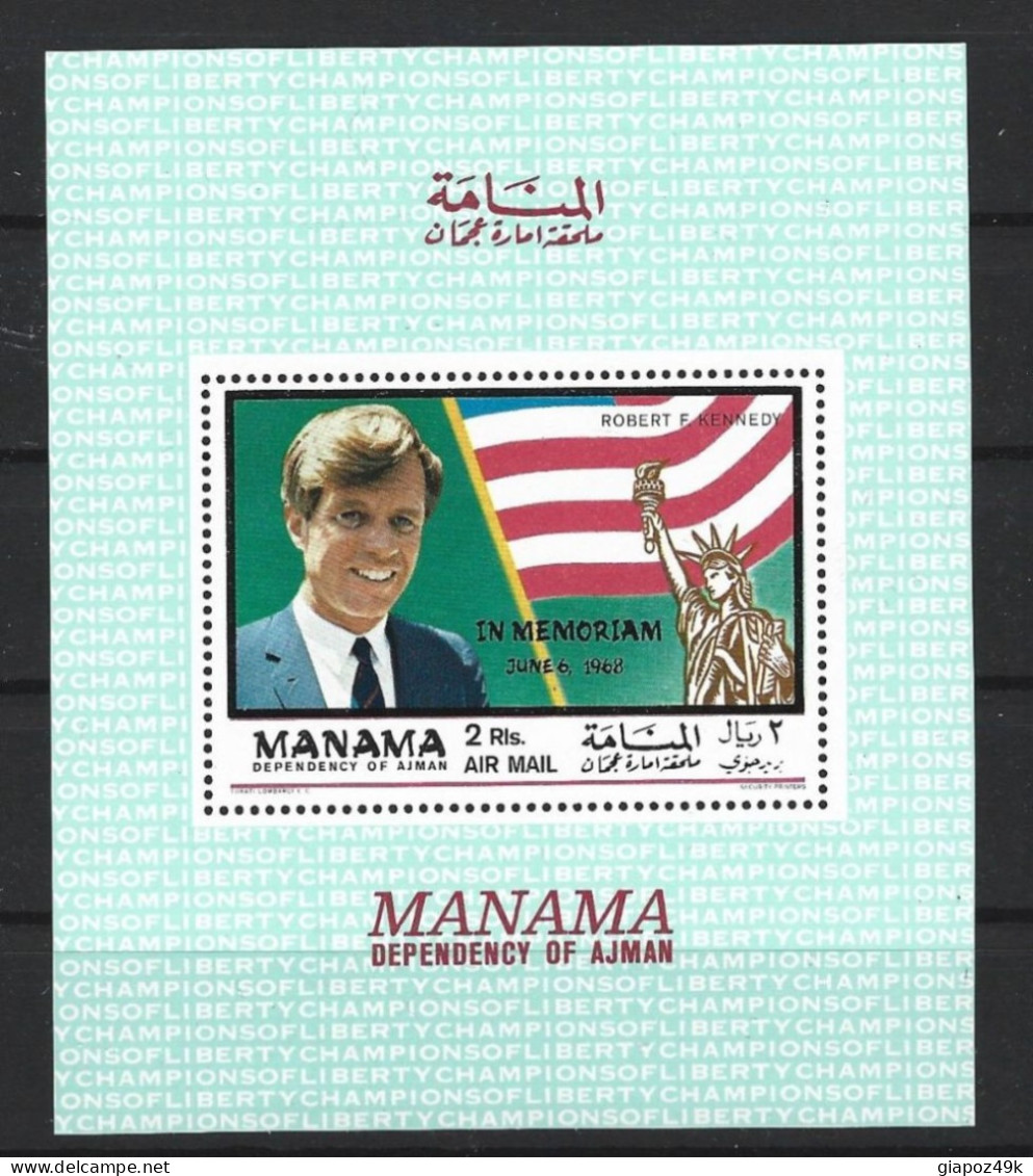 ● MANAMA 1968 ️֍ Robert KENNEDY ️֍ IN MEMORIAM ● BF ** ● Perforato ● Posta Aerea ● Lotto N.2 Blu ● - Manama