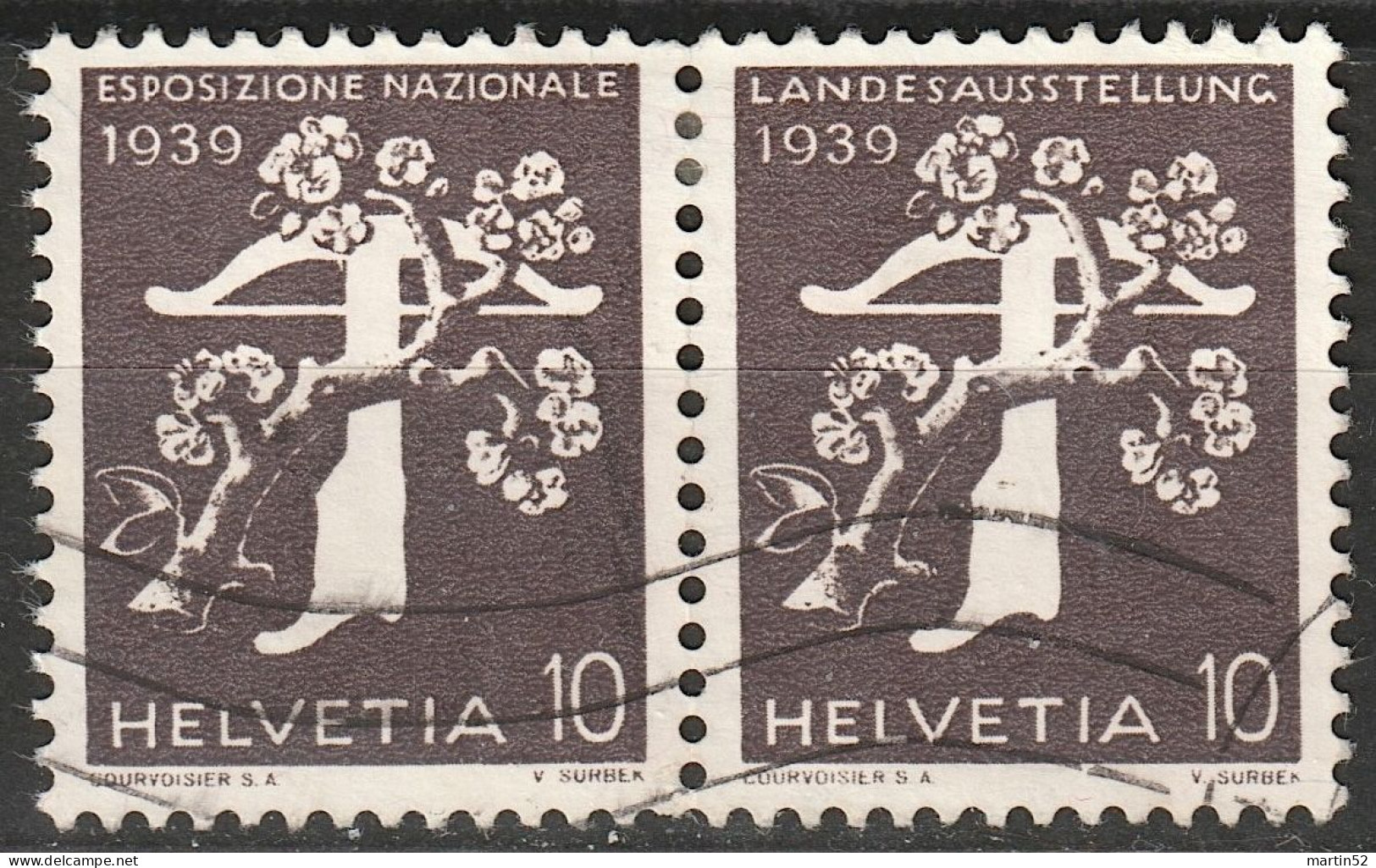 Schweiz Suisse 1939: Rollenpaar Zu Z26f = 229yR.01+237yR Mi W17 = 345yR+353y Mit N° O1570 Wellen-⊙ (Zu CHF 54.00) - Rollen