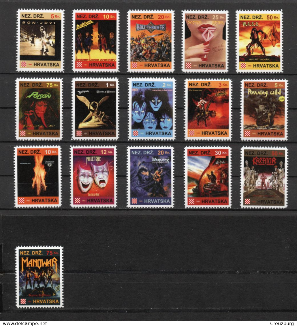 Warlock - Briefmarken Set Aus Kroatien, 16 Marken, 1993. Unabhängiger Staat Kroatien, NDH. - Croatia