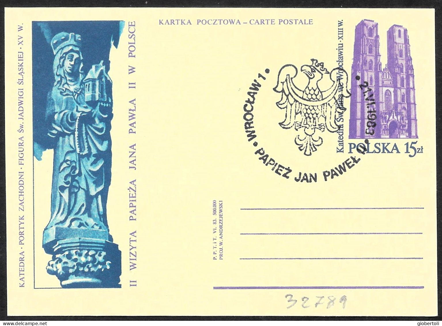 Polonia/Poland/Pologne: Intero, Stationery, Entier, Cattedrale, Cathedral, Giovanni Paolo II, John Paul II, Jean-Paul II - Eglises Et Cathédrales